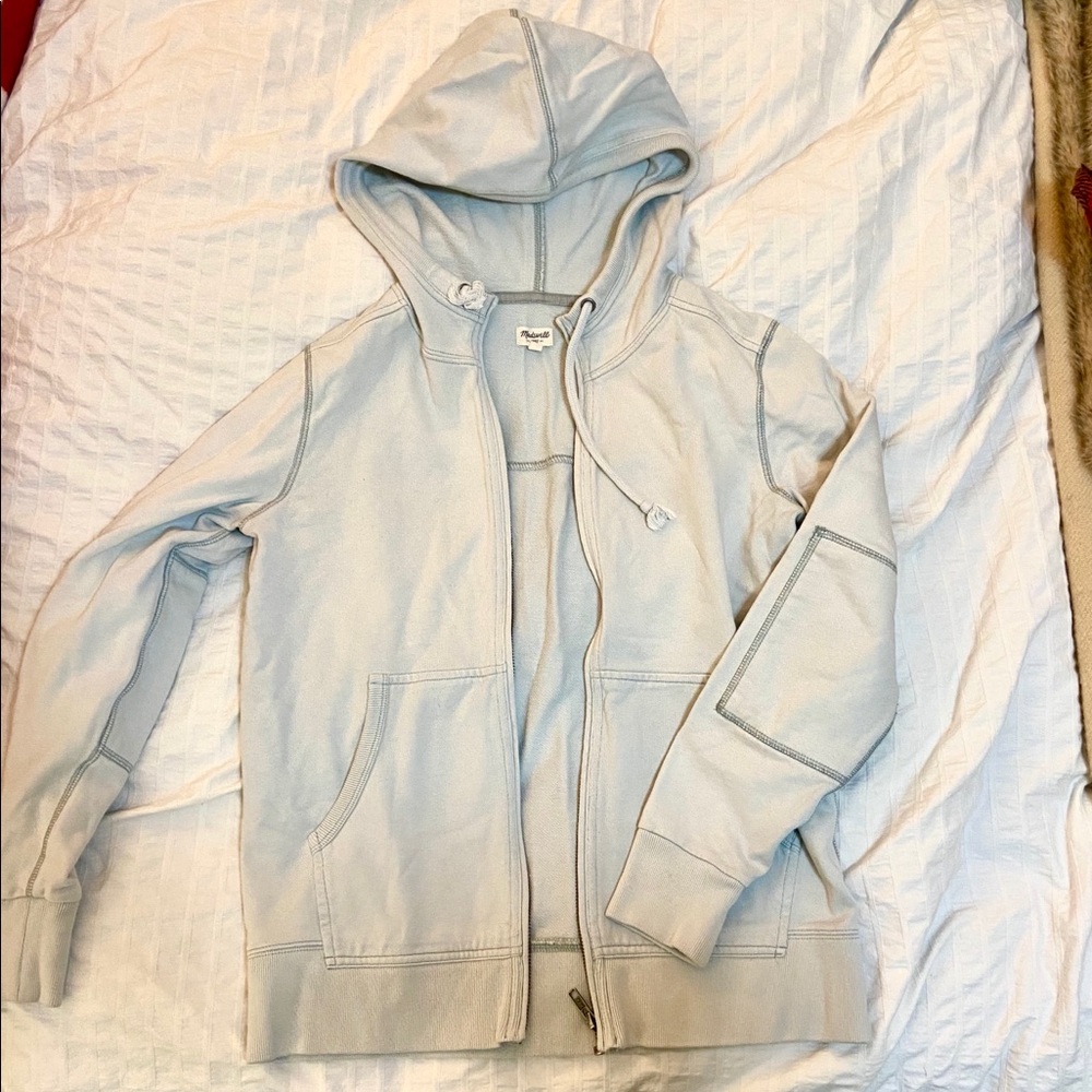 Madewell baby blue zip-up hoodie